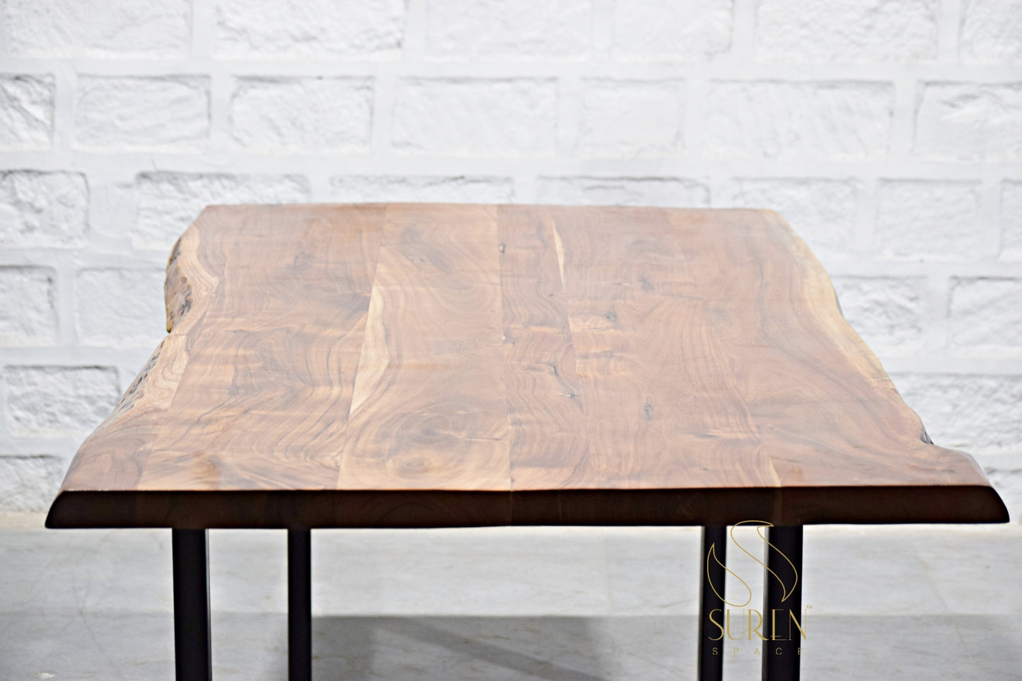 Live Edge Industrial Folding Table in Solid Wood with Metal Frame