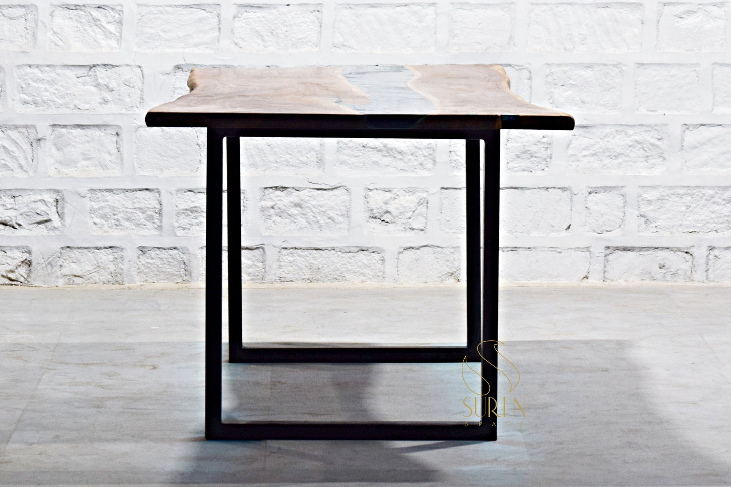 Live Edge Epoxy Center Folding Table in Solid Wood Design