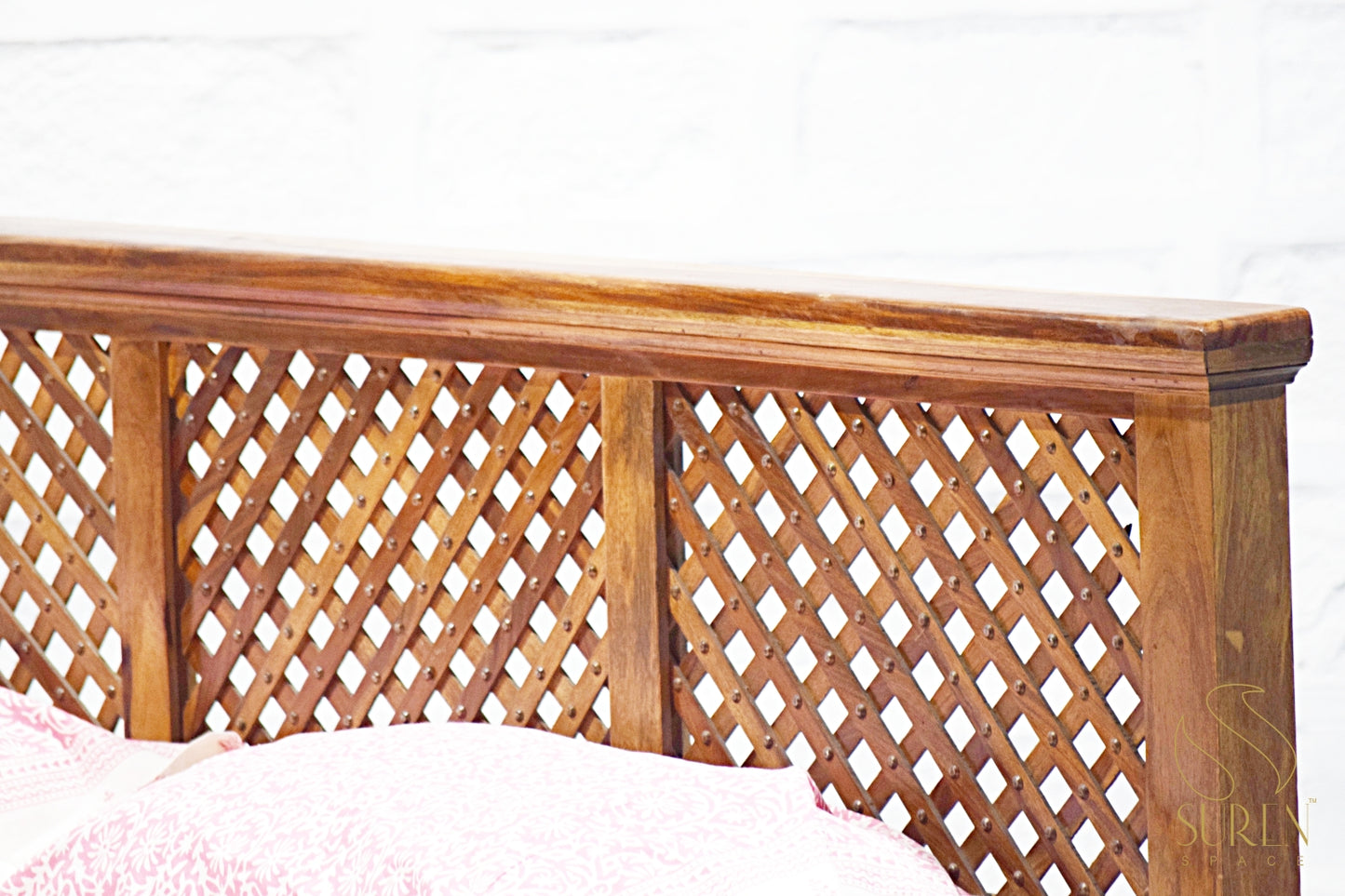 Natural Wood Light Walnut Bed with Solid Wood Frame & Elegant Design