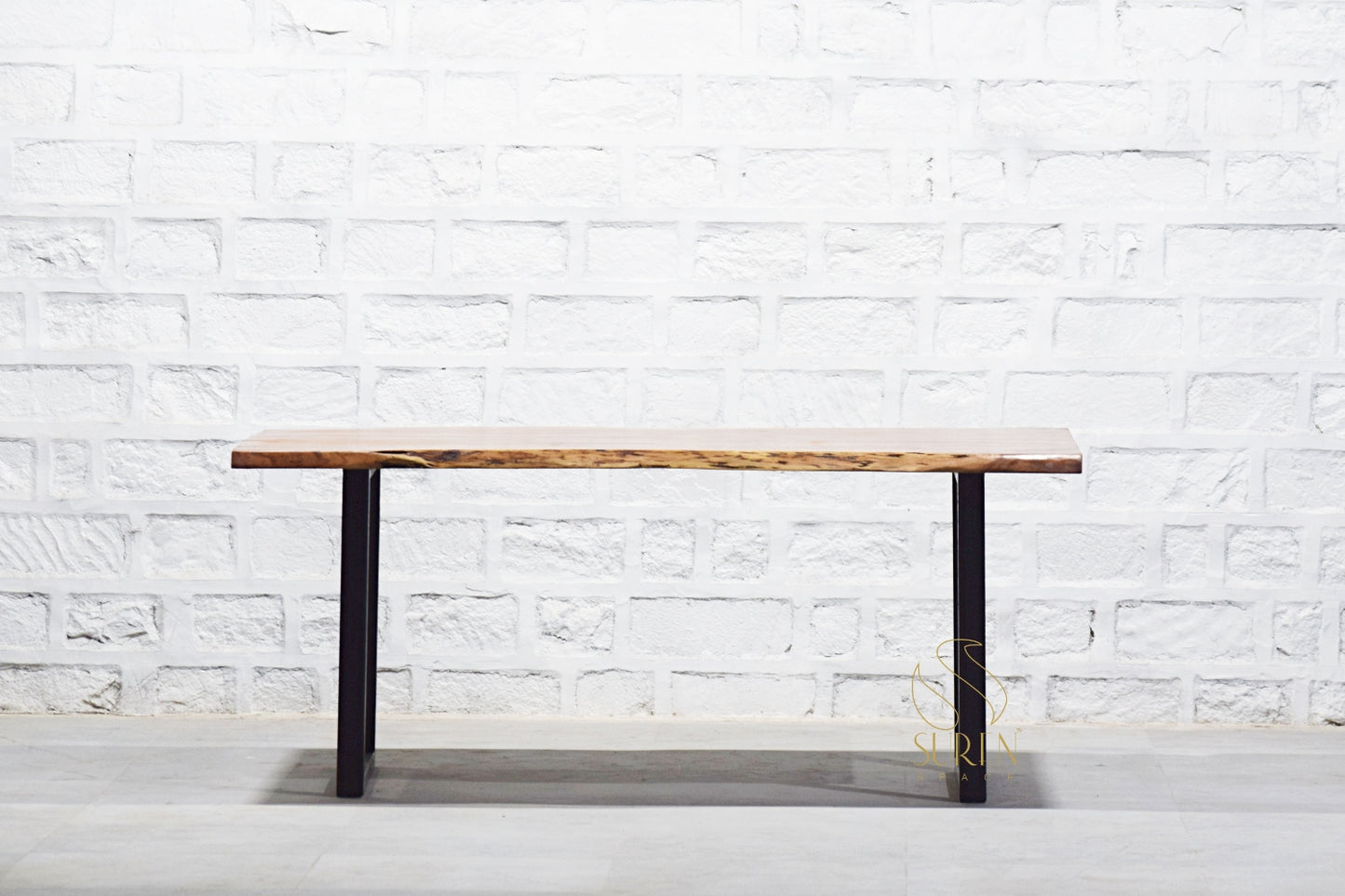 Live Edge Industrial Folding Table in Solid Wood with Metal Frame
