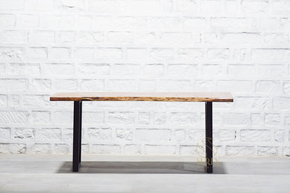 Live Edge Industrial Folding Table in Solid Wood with Metal Frame