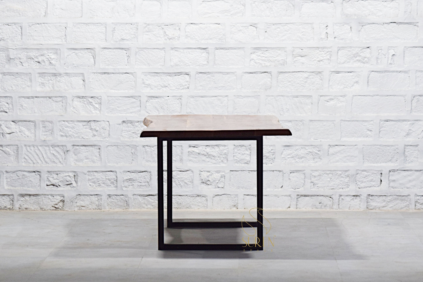 Live Edge Industrial Folding Table in Solid Wood with Metal Frame