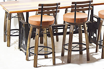 Cast Iron High Table & Chair Set with Solid Wood Seating – Industrial Style