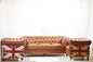 Chesterfield Leatherette Sofa Set with Union Flag Accents – Classic Design