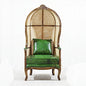 Elegant Balloon Chair with Natural Cane & Genuine Leather Upholstery