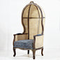 Elegant Balloon Chair with Natural Cane & Vibrant Printed Fabric Upholstery