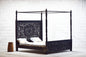 Walnut Carved Four-Poster Bed with Elegant Handcrafted Design