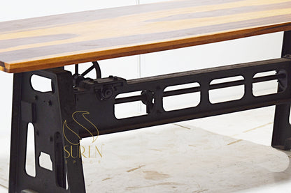Industrial Cast Iron Table with Solid Wood Top – Elegant Design
