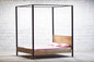 Industrial White Wash Four Poster Bed in Solid Wood with Rustic Design