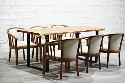 SUREN SPACE Live Edge Dining Set in Solid Wood with Natural Finish