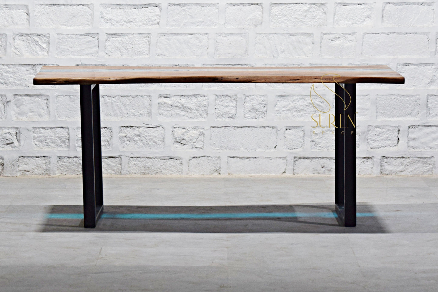 Live Edge Epoxy Center Folding Table in Solid Wood Design