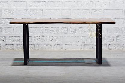 Live Edge Epoxy Center Folding Table in Solid Wood Design