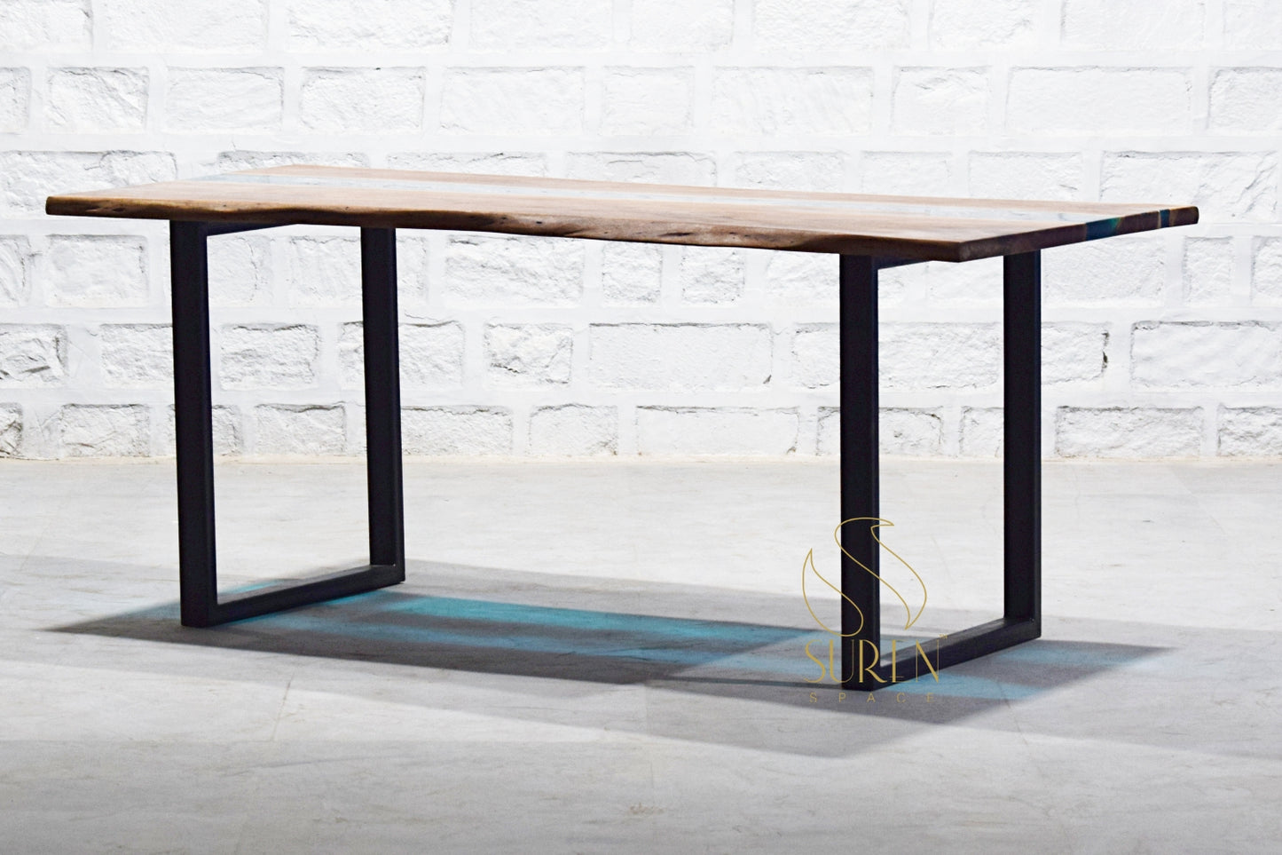 Live Edge Epoxy Center Folding Table in Solid Wood Design