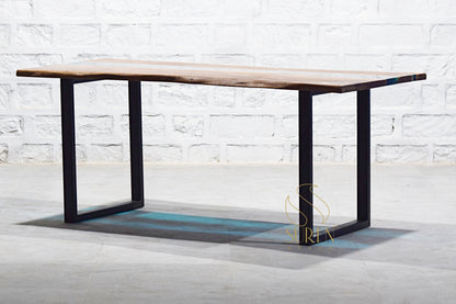 Live Edge Epoxy Center Folding Table in Solid Wood Design