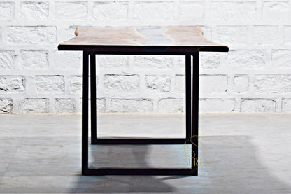 Live Edge Epoxy Center Folding Table in Solid Wood Design
