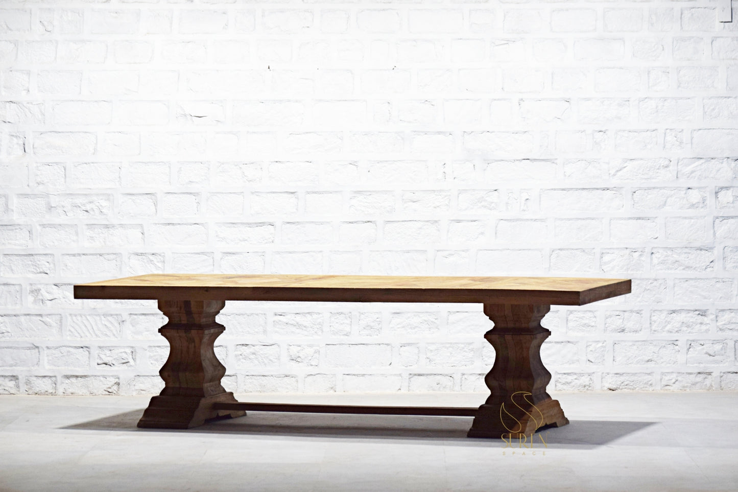 Mango Wood Rough Finish Folding Long Table with Rustic Design