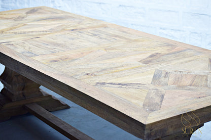 Mango Wood Rough Finish Folding Long Table with Rustic Design