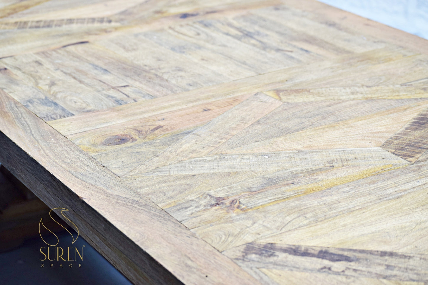 Mango Wood Rough Finish Folding Long Table with Rustic Design