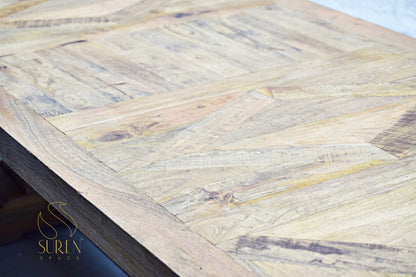 Mango Wood Rough Finish Folding Long Table with Rustic Design