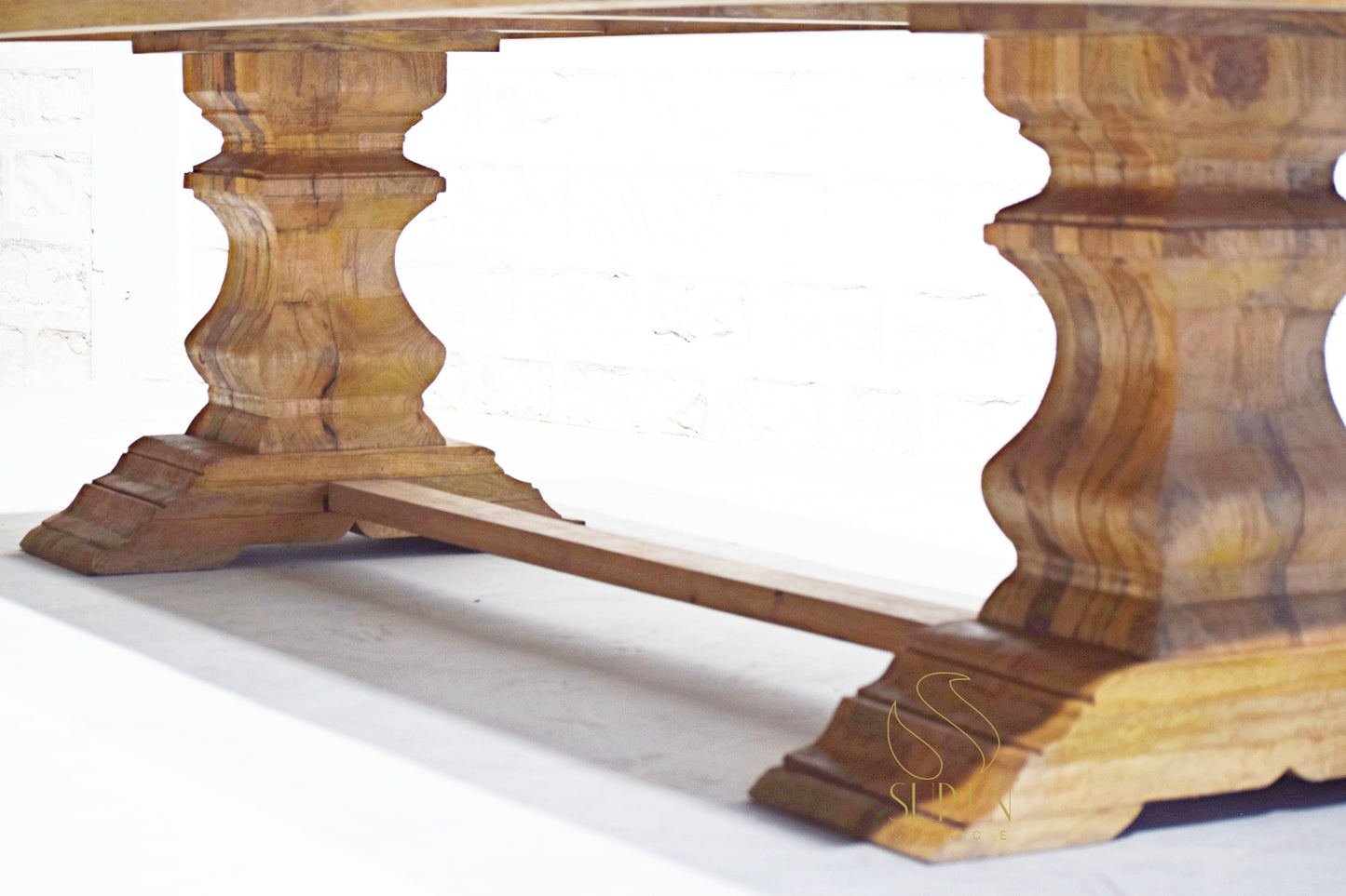 Mango Wood Rough Finish Folding Long Table with Rustic Design