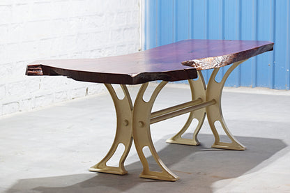 Single Log Dining Table with Cast Iron Base – Iconic Solid Wood Design