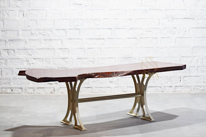 Single Log Dining Table with Cast Iron Base – Iconic Solid Wood Design