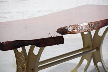 Single Log Dining Table with Cast Iron Base – Iconic Solid Wood Design