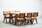 Six Chandigarh Chairs with Handcrafted Solid Wood Dining Table Set