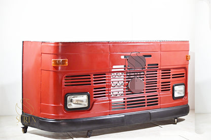 Upcycled Indian Truck Face Home Bar Cabinet with Rustic Design