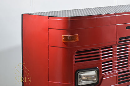 Upcycled Indian Truck Face Home Bar Cabinet with Rustic Design