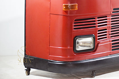 Upcycled Indian Truck Face Home Bar Cabinet with Rustic Design